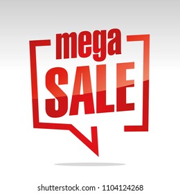 Mega sale in brackets white red isolated sticker icon