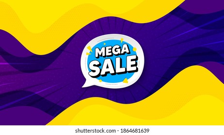 Mega sale bubble. Fluid liquid background with offer message. Discount banner shape. Coupon sticker icon. Best advertising coupon banner. Mega sale badge shape. Vector