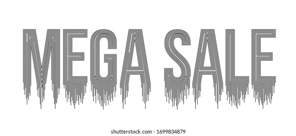 Mega Sale Calligraphic line art Text shopping poster vector illustration Design.