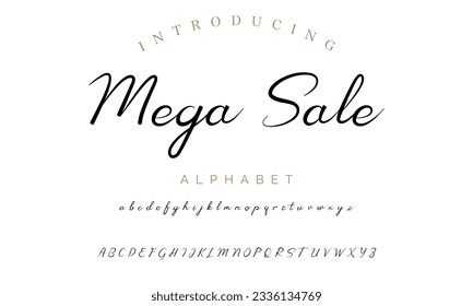 Mega Sale  calligraphy script. Vector alphabet.