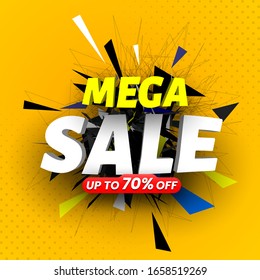 Mega sale colorful banner. Vector illustartion.