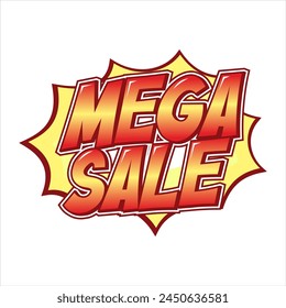 mega sale comic text vector design