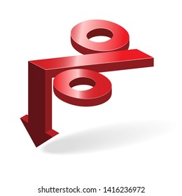 Mega Sale concept with big discount and percent in arrow form points down
