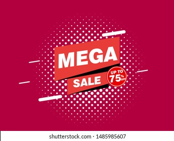 Mega sale - concept promotion banner template vector illustration, eps10