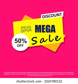Mega sale design for banner or poster sale and discounts.