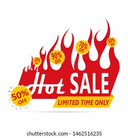 Mega Sale Design for business. Discount Banner Promotion Template.Hot Sale banner. This weekend special offer, big sale, discount up to 50% off. Vector illustration.