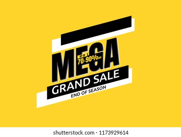 Mega sale design template. banner tag. Vector illustration.