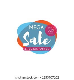 Mega sale design template. Vector illustration