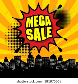Mega sale design, vector illustration