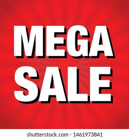 Mega sale design vector in red background.