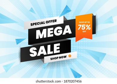 Mega sale discount banner promotion background