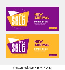 Mega sale discount banner template promotion, Vector design 