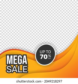 Mega sale discount banner template. - Vector.