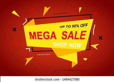 Mega sale discount colorful banner for your business. Vector graphics for your offer.