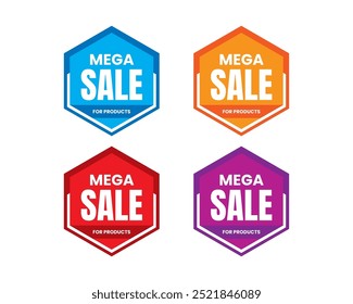 Mega Sale, Discount Offer Sticker Clipart Banner Great Deal offer, Super Sale