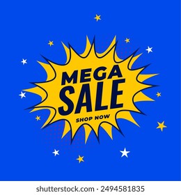 mega sale discount offer template in comic style vector 