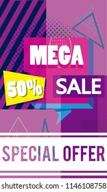 Mega sale discounts banner poster