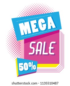 Mega sale discounts poster memphis style