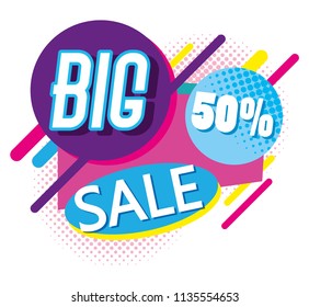 Mega sale discounts poster memphis style
