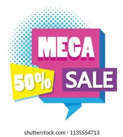 Mega sale discounts poster memphis style