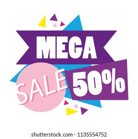 Mega sale discounts poster memphis style