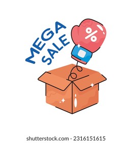 Mega Verkauf doodle Vektorgrafik Sticker. EPS10-Datei