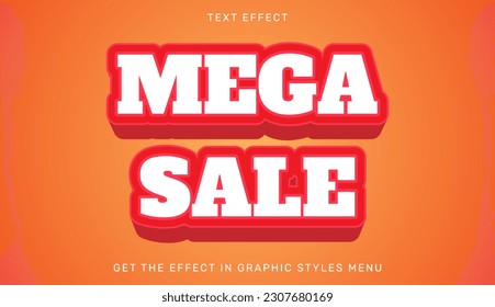 Efecto de texto editable para mega venta en estilo 3d