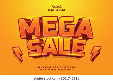 Mega Sale editable text effect style 3d. Suit for Flash sale poster, banner, flash sale orange and clearence business commerse thunder sale.