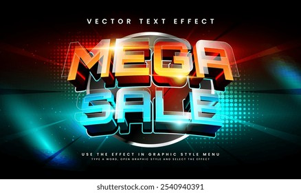 Mega sale editable vector text effect, with modern technology theme. Suitable for promotion sale marketing.