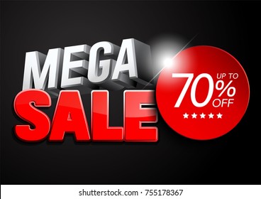 Mega Sale, End of Season, special offer, poster design template, vector illustration