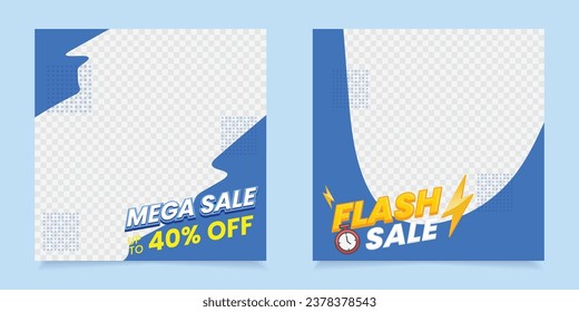 Mega sale and flash sale square banner template for social media