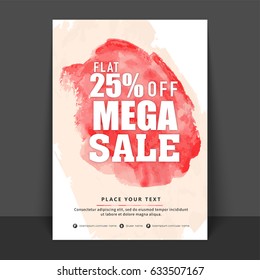 Mega Sale with Flat 25% Off. Abstract Flyer, Template, Banner or Poster design.