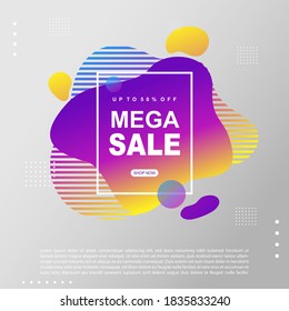 Mega Sale fluid, liquid gradient Banner template Design. You Can use for Mega Sale promotion. Advertising shopping flyers, discount banners