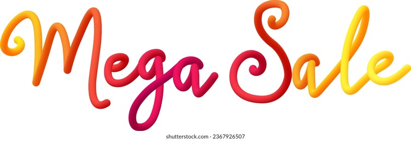 Mega sale fluid text with dynamic curved lines made of blended colorful circles. Vector illustration.