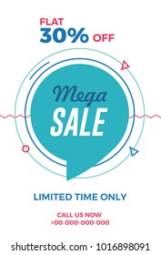 Mega sale flyer with geometric flat style. Vector illustration for social media banners, poster, flyer and newsletter designs