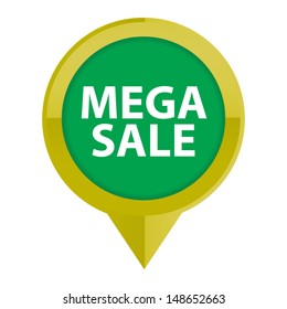 Mega Sale green icon. Vector