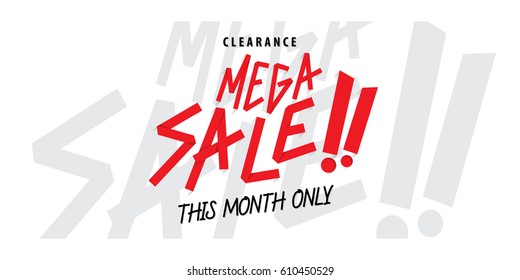 Mega Sale heading white design for banner or poster. Sale and discounts. Vector illustration