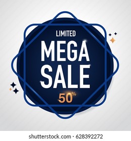 Mega Sale Icon Sale and special offer. 50% off. Vector illustration.