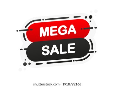 Mega Sale isolated red flat banner on white background. Vector illustration.