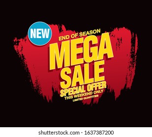 mega sale label layout design, vector illustration