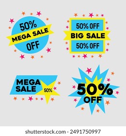 Mega sale labels collection. Set sale discount special badge