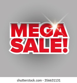 Mega sale lettering vector red