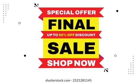 Mega Sale Limited Offer Up to 50% Off! Shop Now with Discount Banners and Element Shapes Templates in Yellow Black Red and White Backgrounds for Eye-Catching Designs Hurry Before the Offer Ends