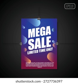 Plantilla de cartel de la venta de Mega por tiempo limitado con las Formas líquidas Abstractas y el fondo vibrante del gradiente