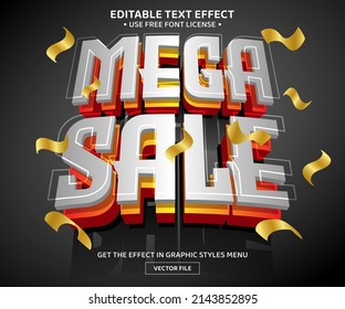 Mega sale luxury 3D editable text effect template