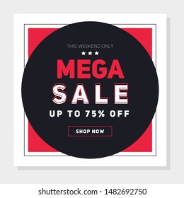 Mega sale minimalistic design template. Special offer. Big sale. Banner design. -Vector