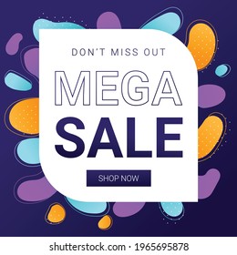 
Mega Sale, Don’t miss out  square web banner design template. Vector illustration. Sale and promotion backgrounds. For web, online store, social media, mobile app...