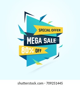 Mega Sale - modern vector color label illustration. Use this high quality image for marketing banners, flyers, cards, commercials and advertisement. Promote big discounts and special seasonal offers