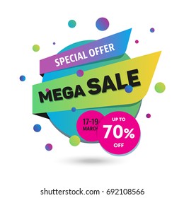 Mega Sale - modern vector illustration of discount promo