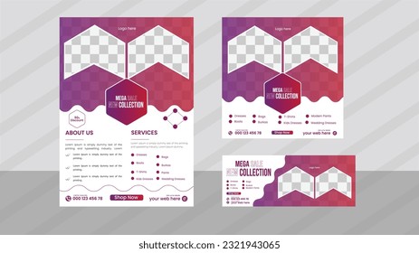 Mega sale new collection Flyer design with social media post and Facebook cover .

